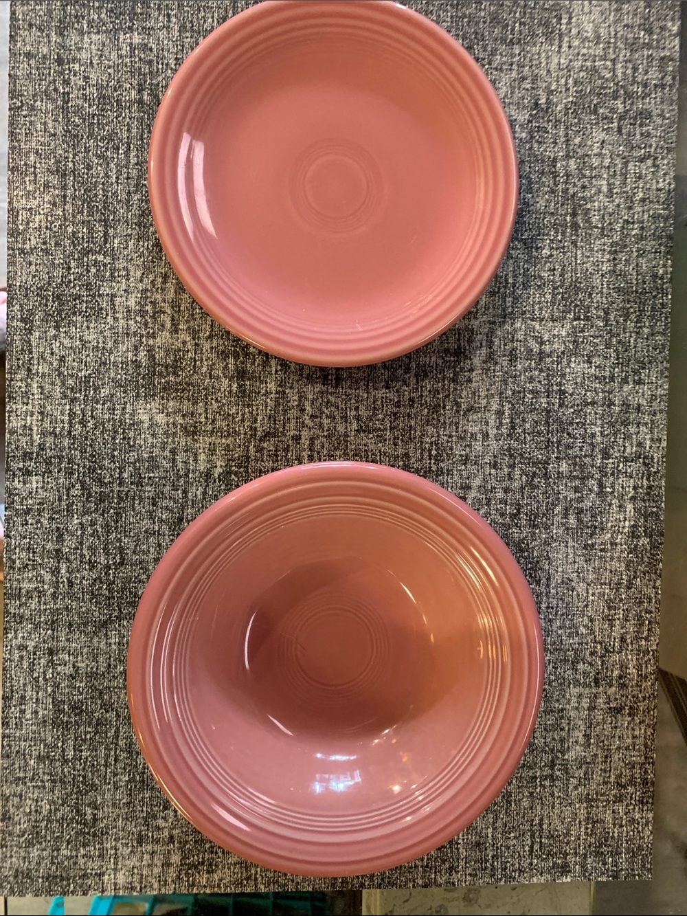 Fiesta Fruit Dessert Bowl & Dessert Plate Rose Retired Color Made USA